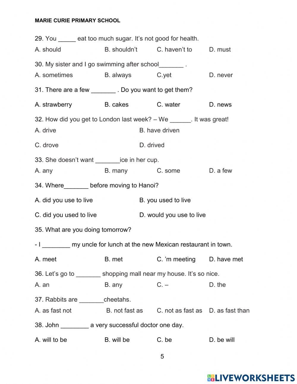 G5. GRAMMAR PRACTICE 02