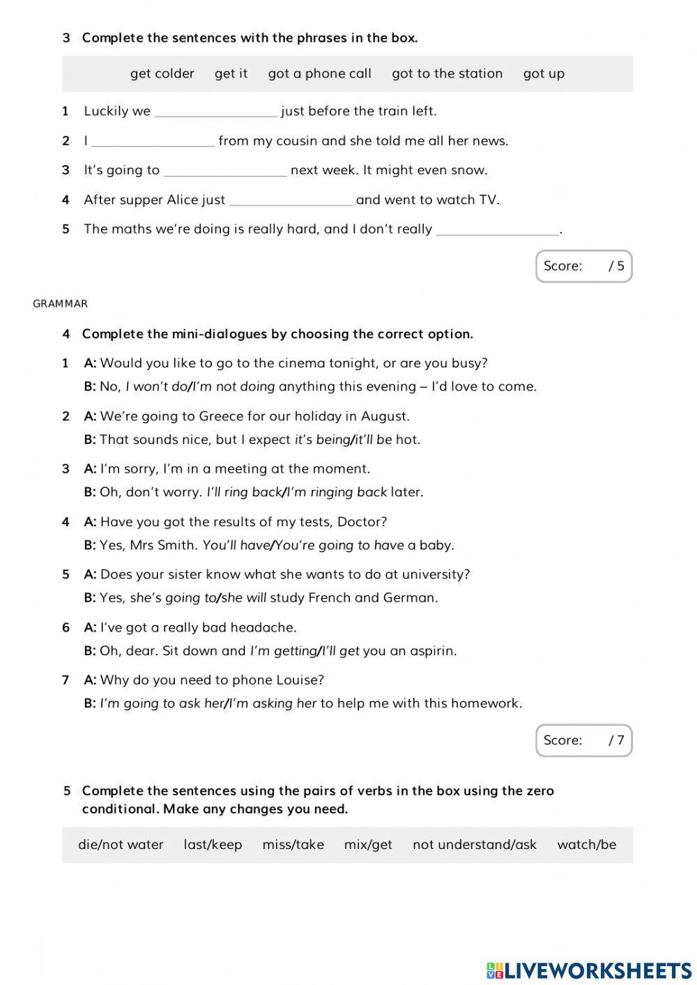 Progress test unit 6