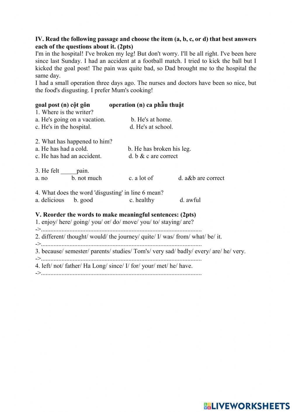 Second midterm test - grade 8