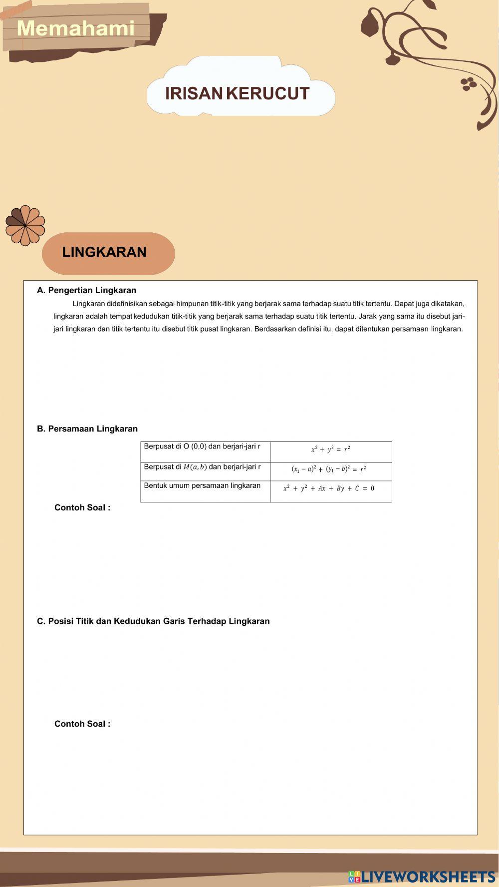 Irisan Kerucut dan Persamaan Parametrik