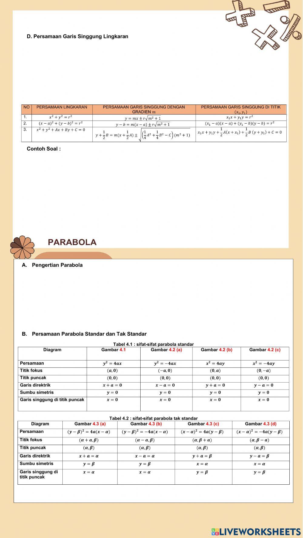 Irisan Kerucut dan Persamaan Parametrik
