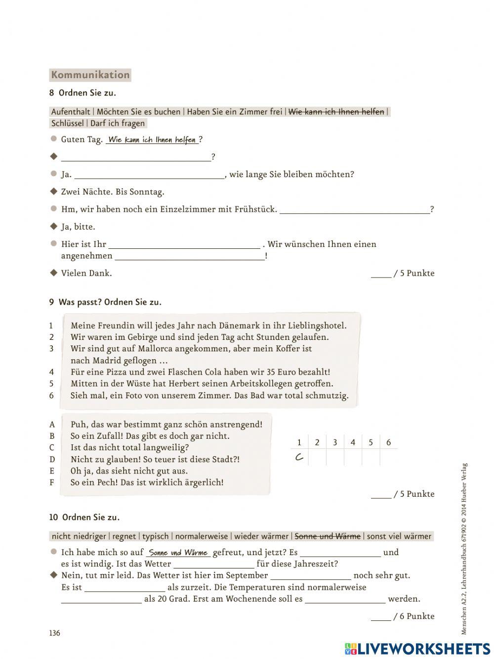 Menschen Test zu Lektionen 16-18