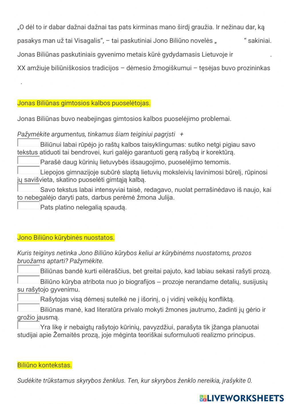 Kartoju. Jonas Biliūnas