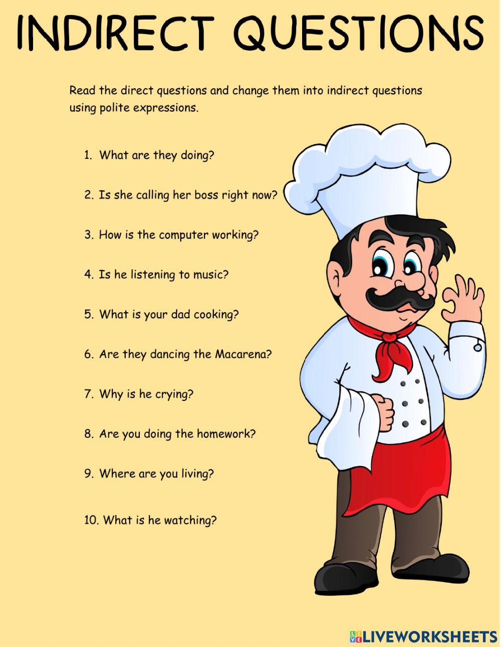 Indirect Questions - Present Progressive