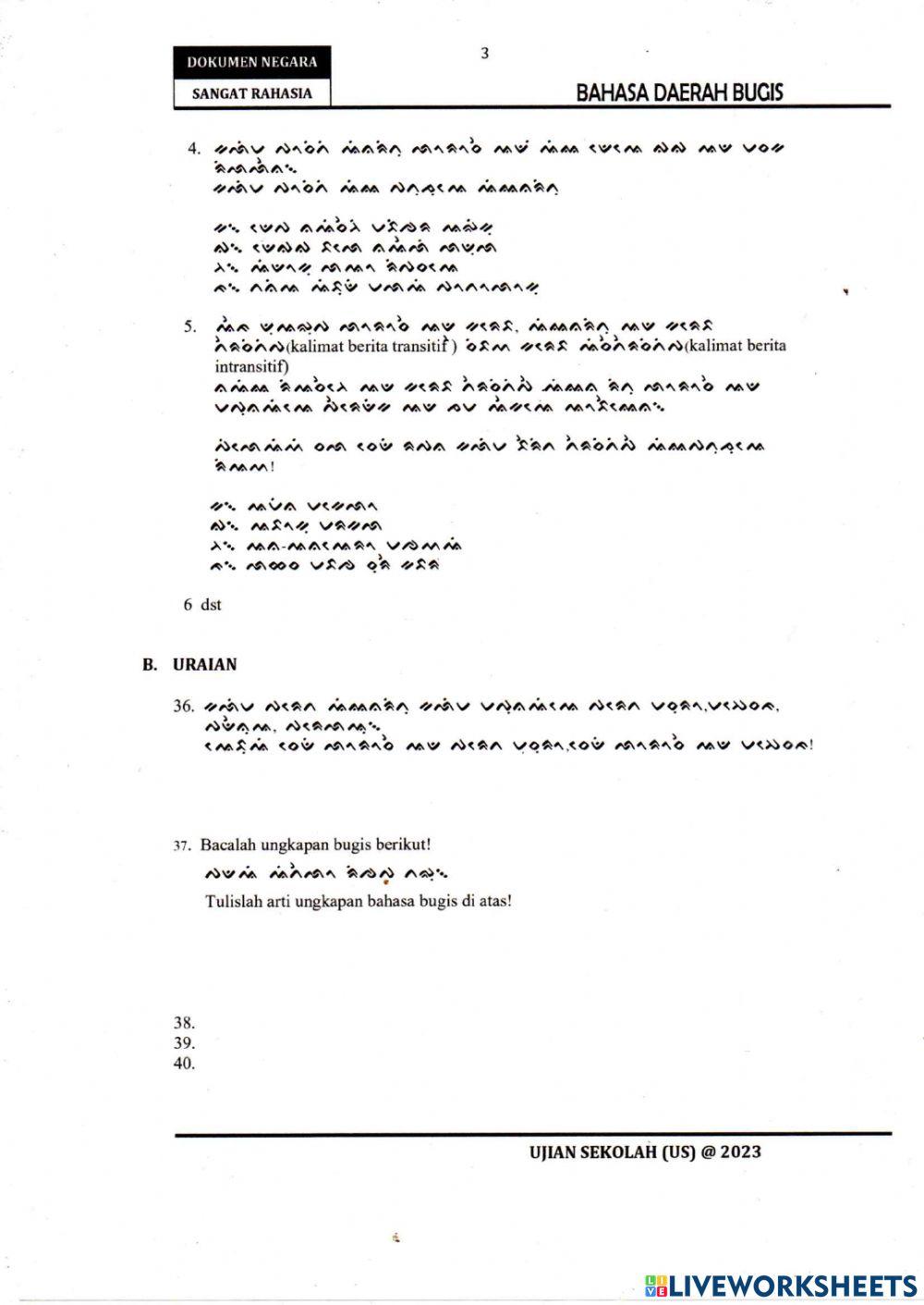 Bahasa Daerah Uji coba