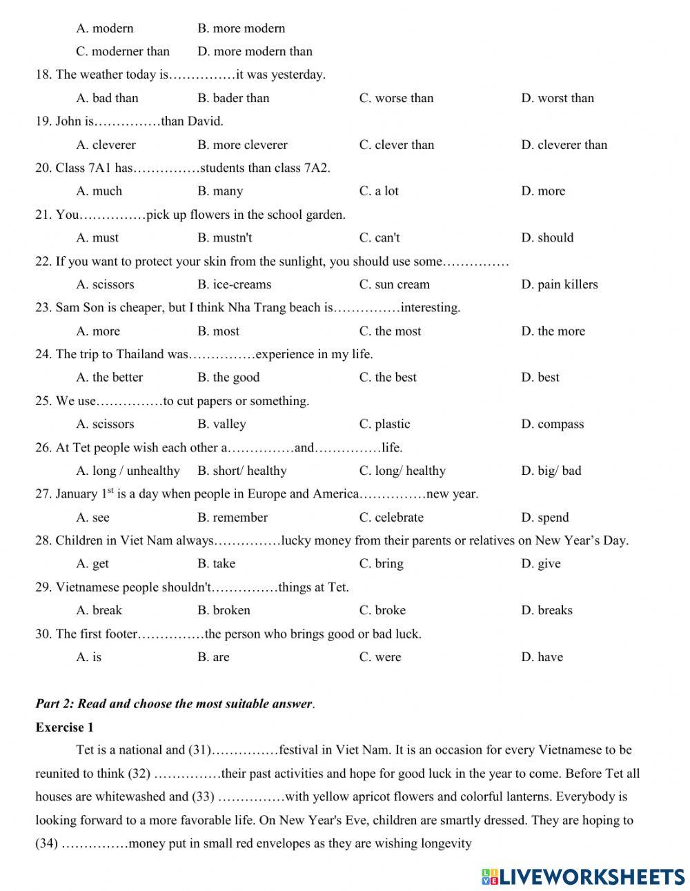 Lop 5- practice test 22