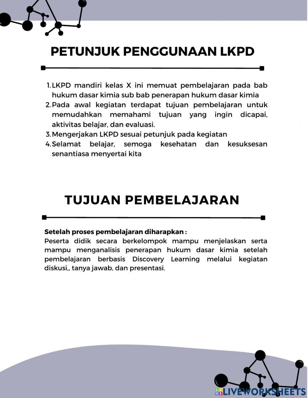 LKPD Penerapan Hukum Dasar Kimia