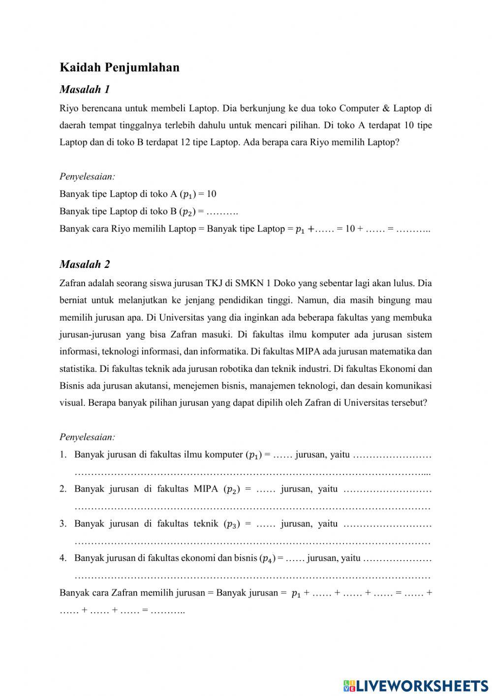 LKPD - Kaidah Pencacahan