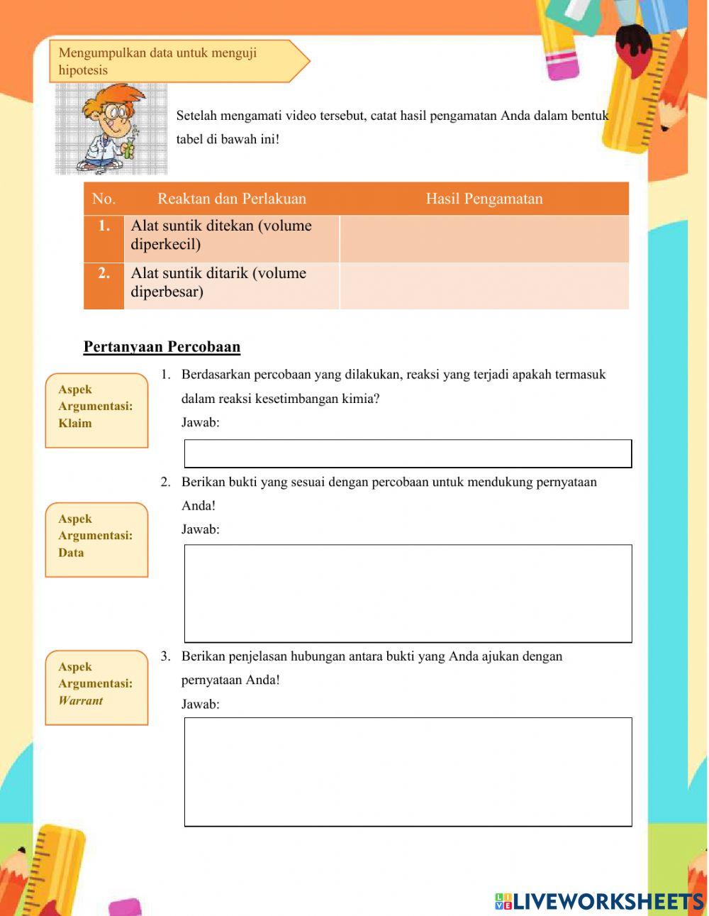 Lkpd kesetimbangan kimia faktor tekanan dan volume