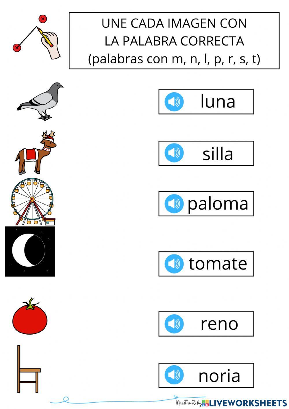 Une las imágenes con las palabras correspondientes