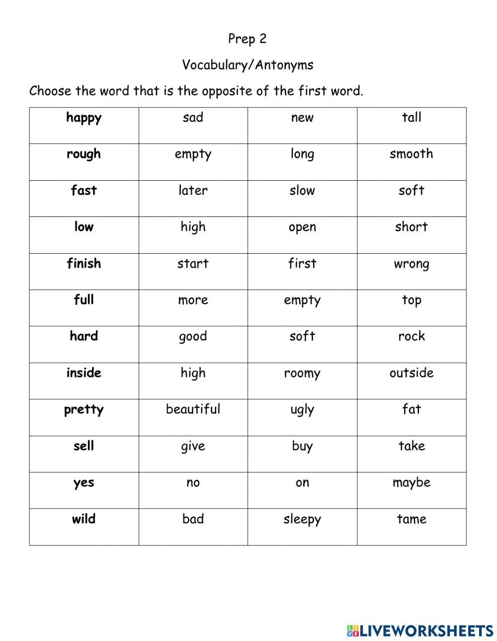 Vocabulary-Antonyms