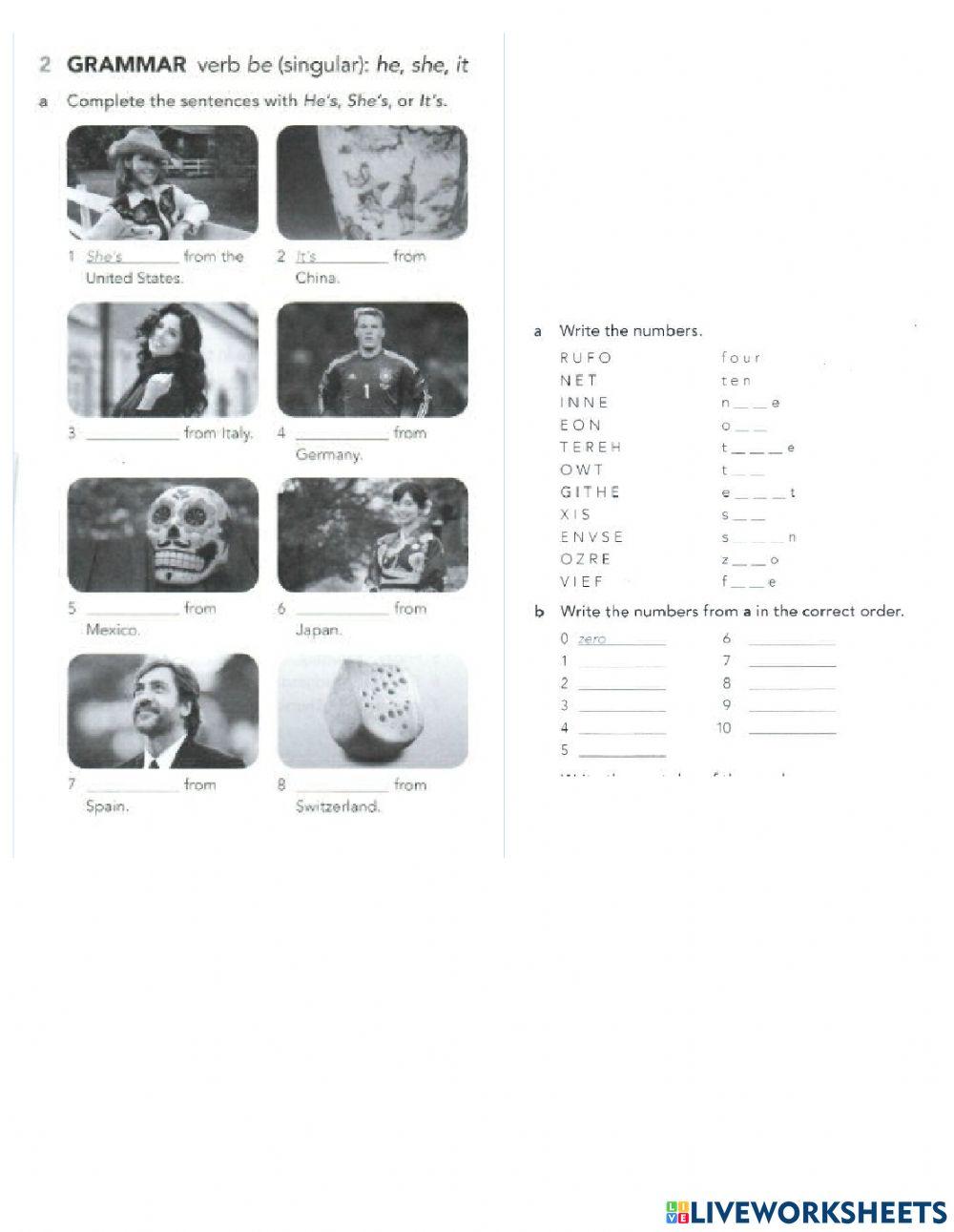 She, he or it worksheet | Live Worksheets