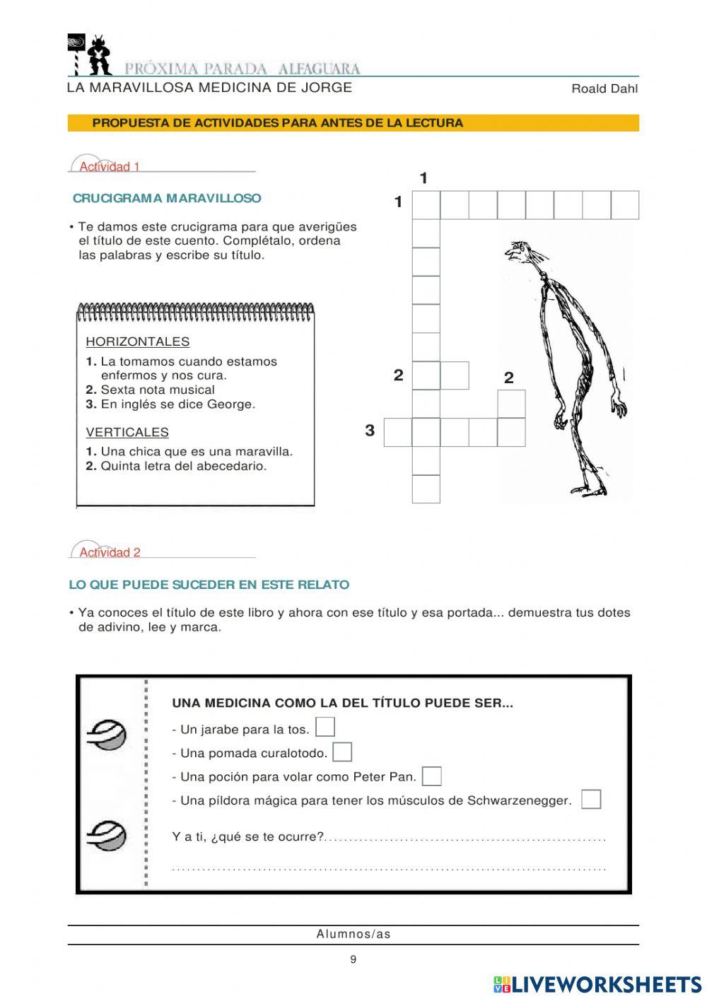 La Maravillosa Medicina de Jorge: Comprensión Lectora