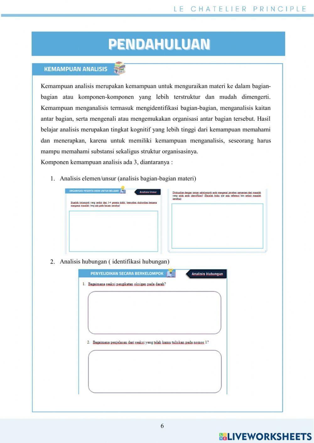 E-LKPD Kesetimbangan Kimia Faktor Tekanan dan Volume
