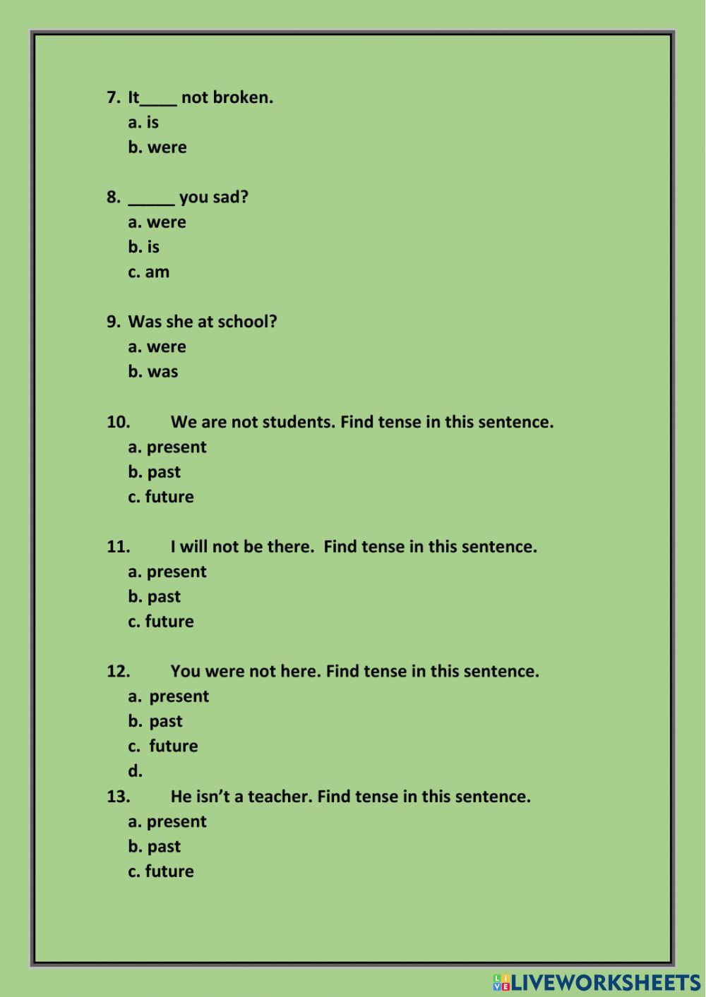 Use of to be verb Use of to be verb