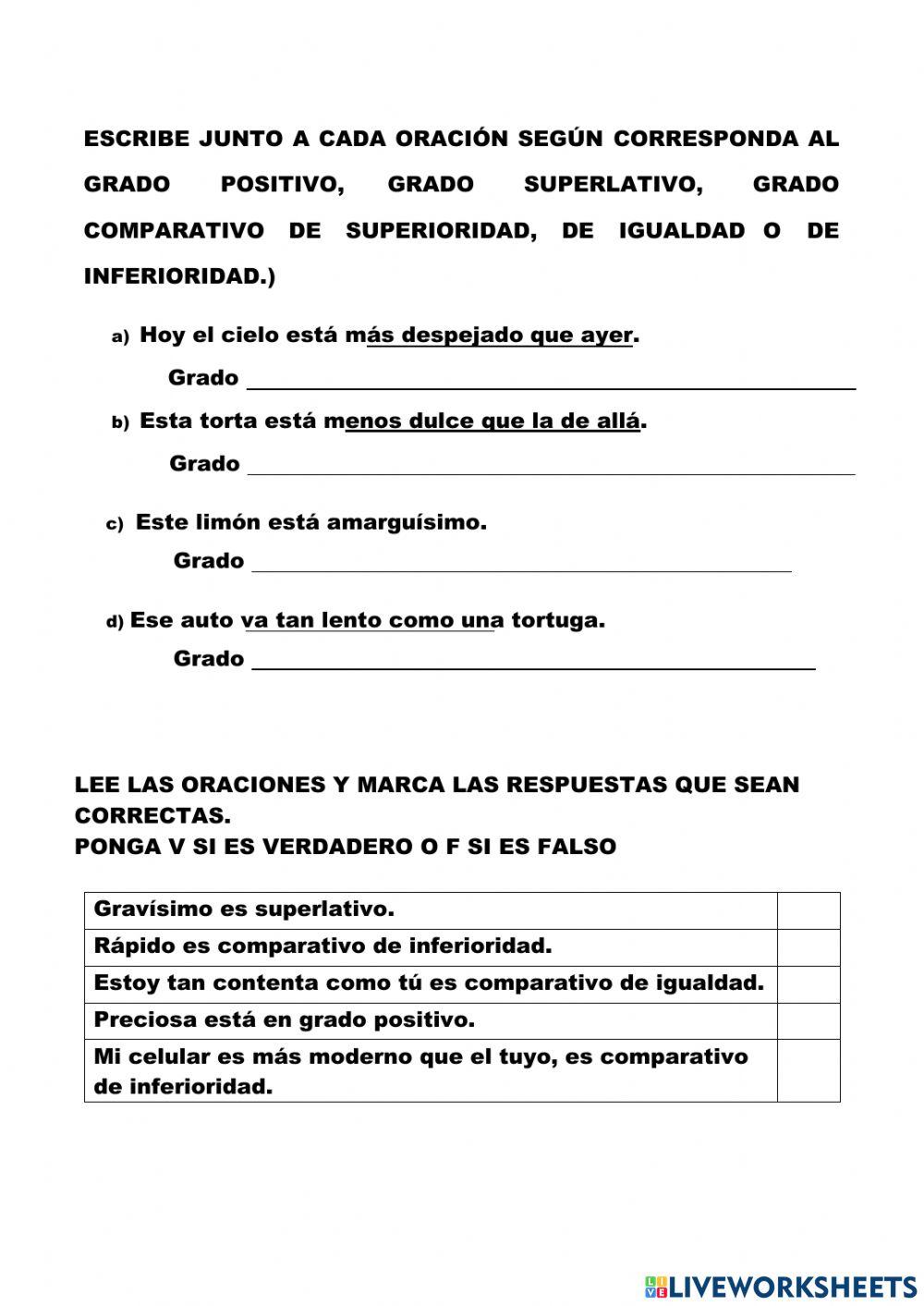 Grado comparativo del adjetivo