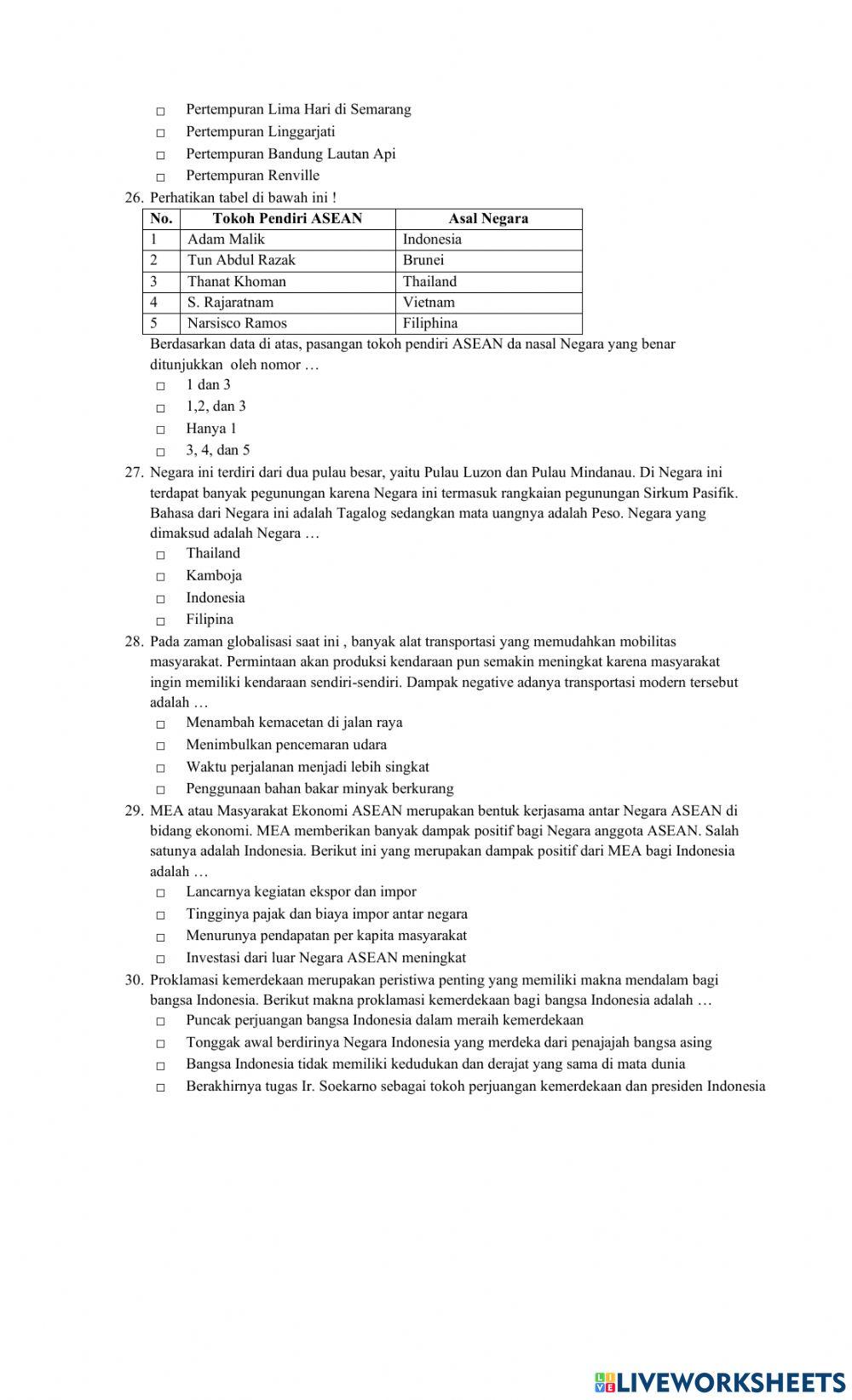 Simulasi Ujian IPS Kelas 6