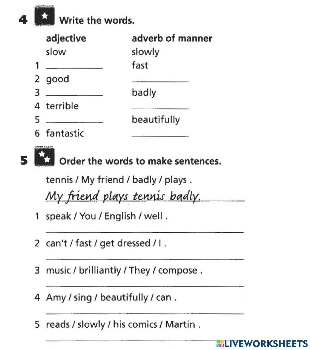 Adverbs of manners writing by Teacher Kasim