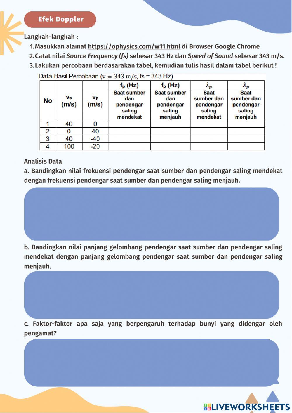LKPD Intensitas,taraf intensitas, dan efek doppler