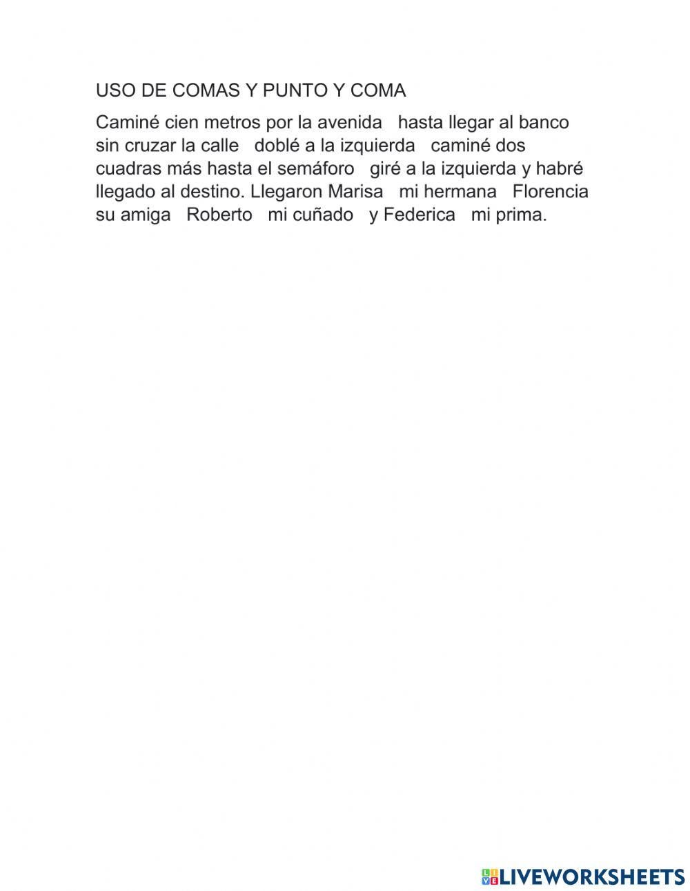 Uso de comas y punto y coma