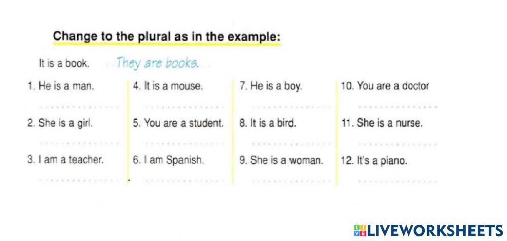 Make the sentences plural