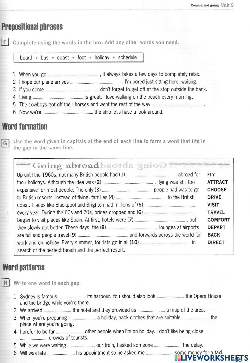 Coming and going vocabulary