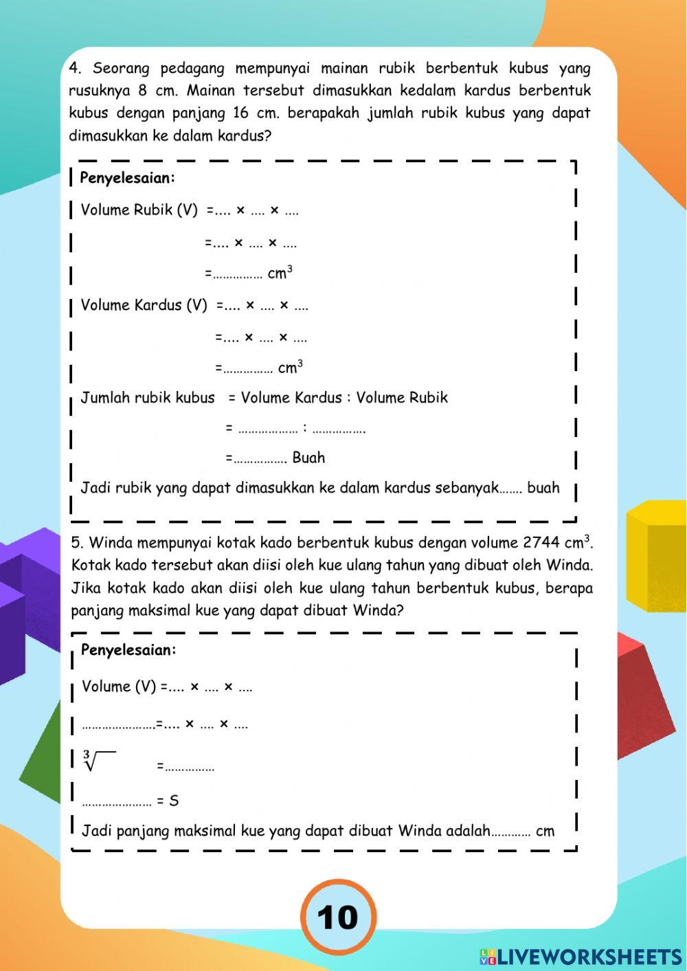 Volume dan Jaring-jaring Kubus