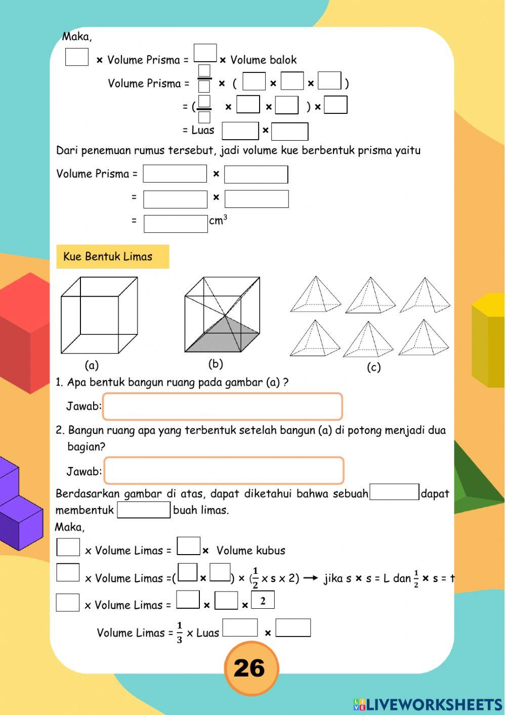 Volume dan jaring-jaring prisma dan limas
