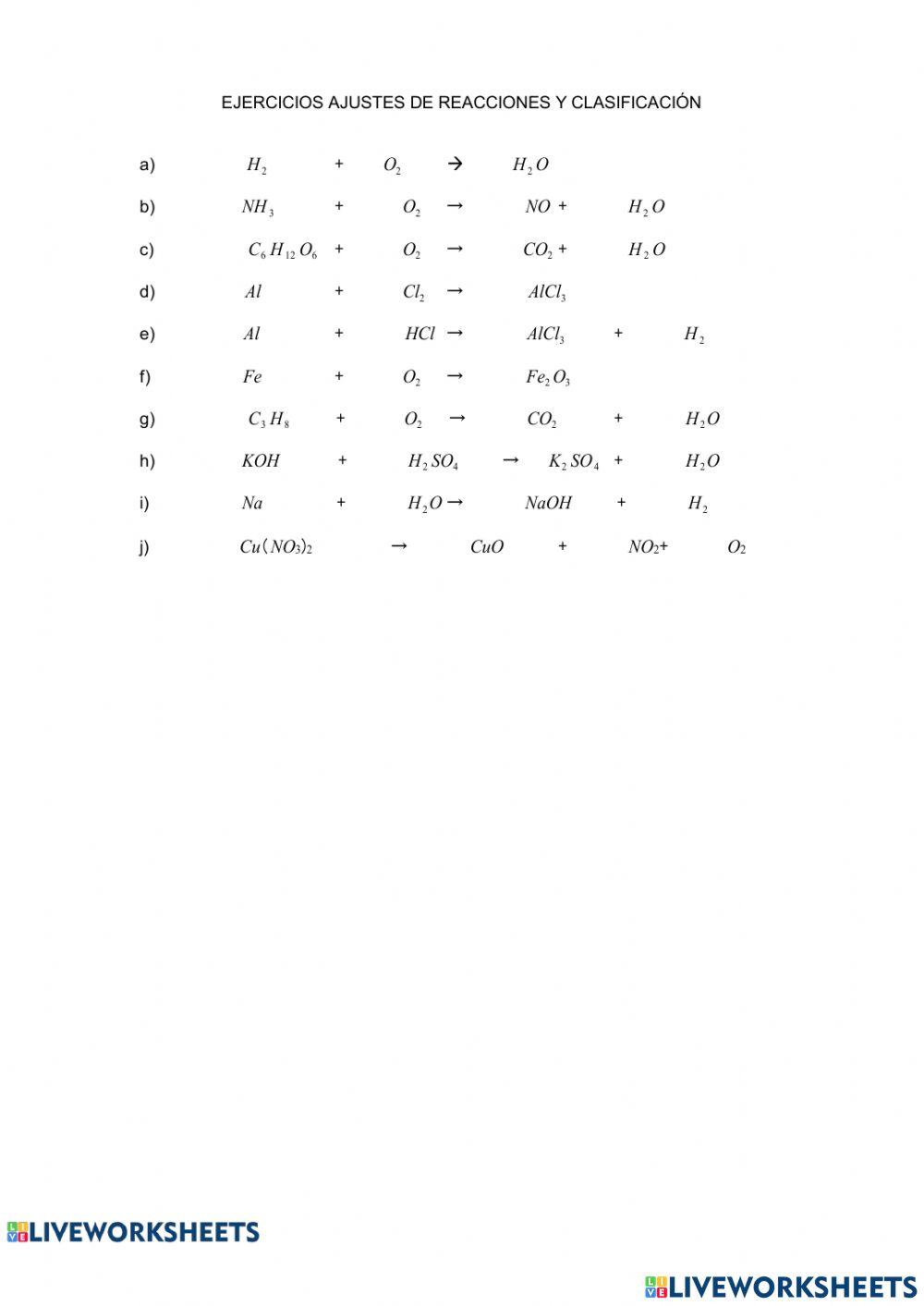 Ajuste de reacciones químicas