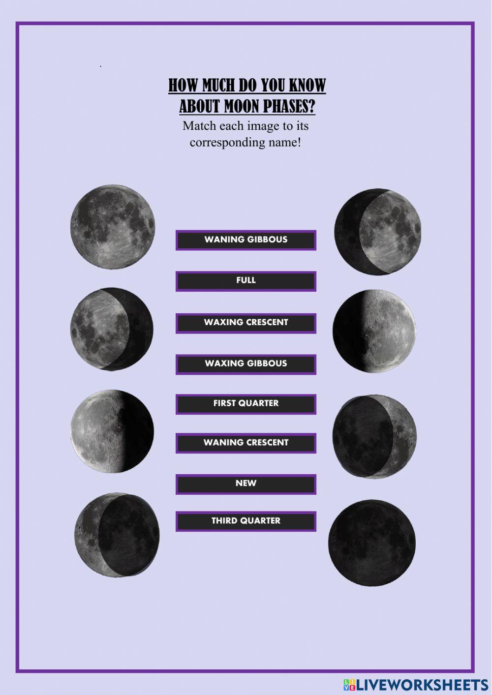 Moon Phases.Join with arrows