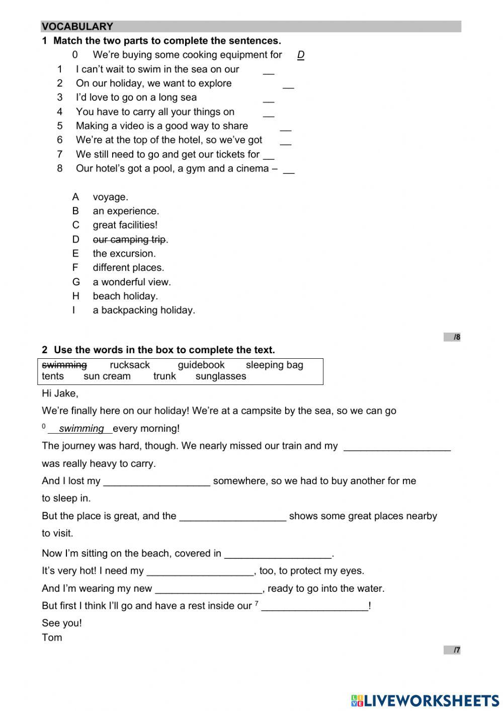 WW 3 Unit 6 language test