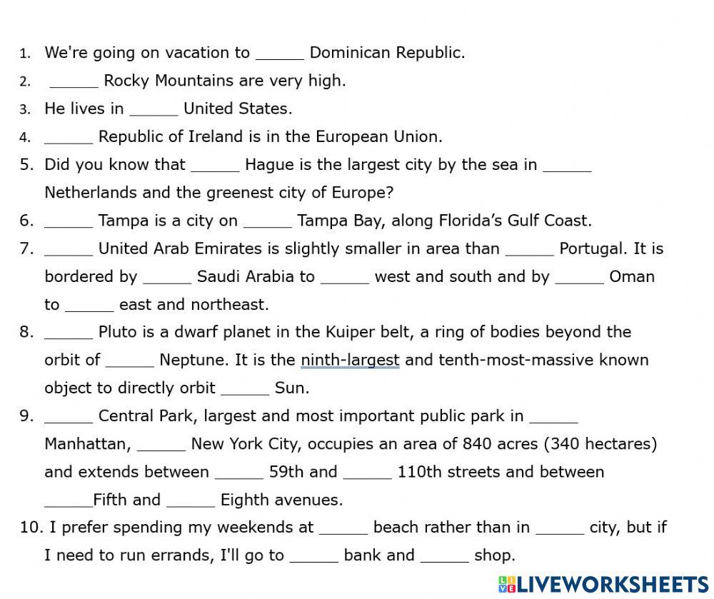Articles with Geographical Names