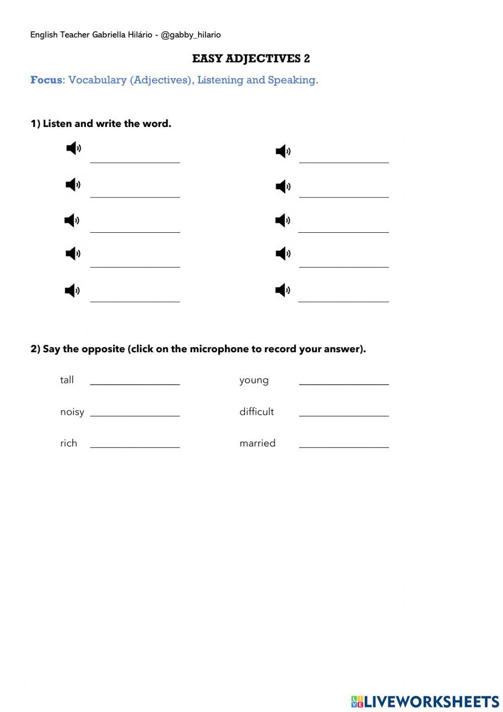 Easy adjectives 2 – sbs 1 – c5