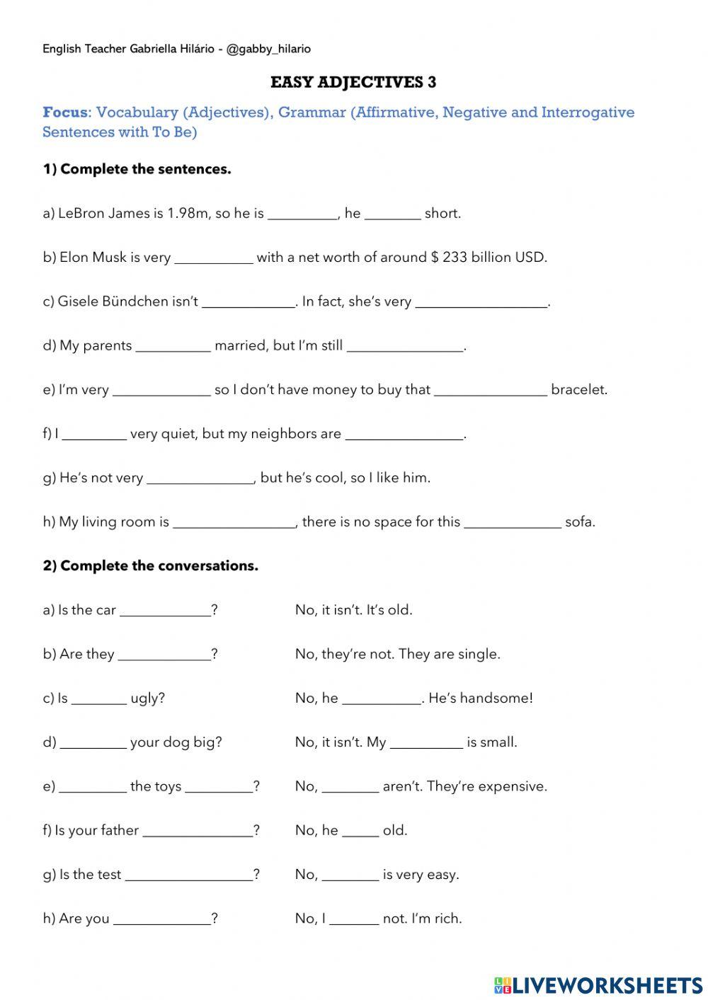 Easy adjectives 3 – sbs 1 – c5