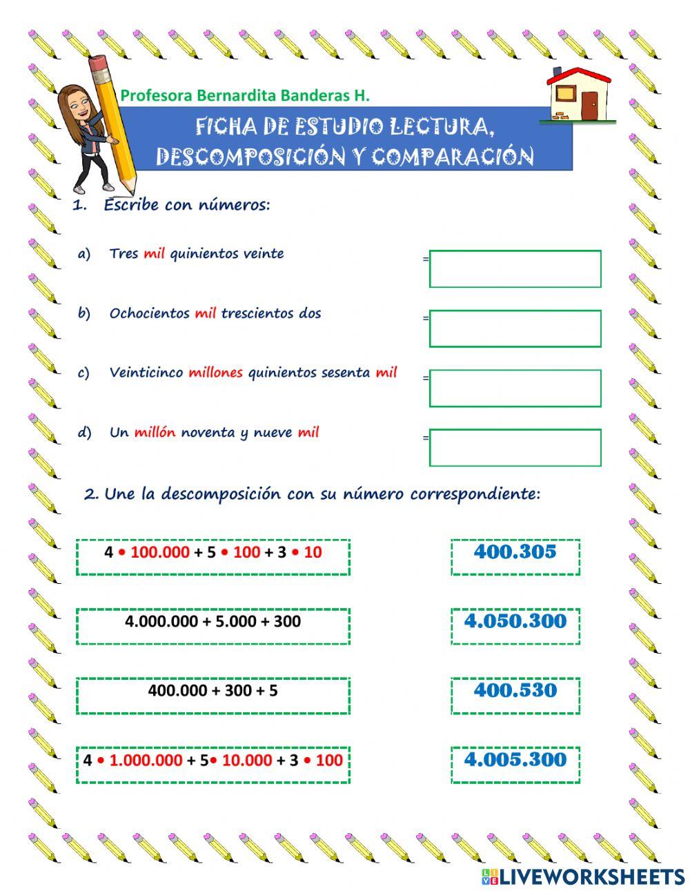Lectura y descomposición números grandes