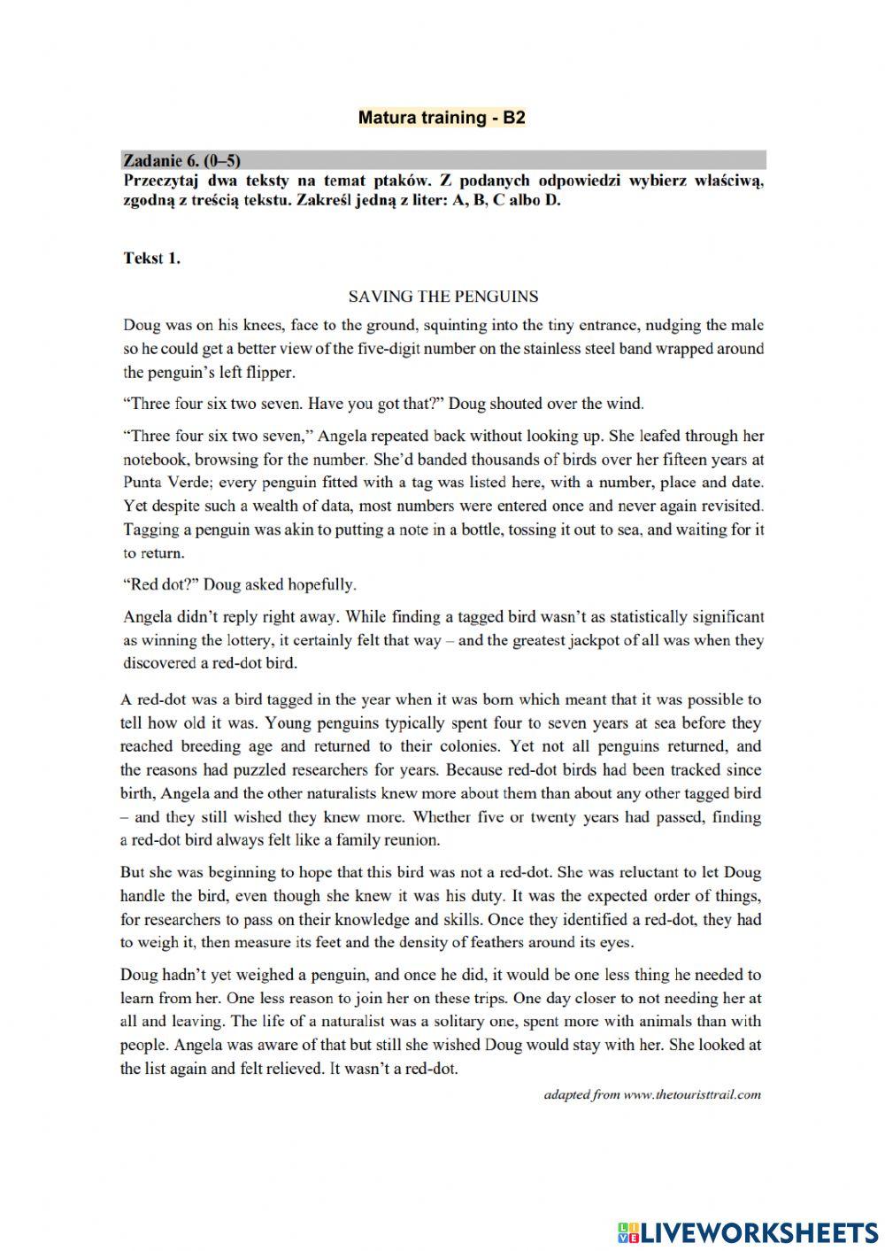 Matura training - reading