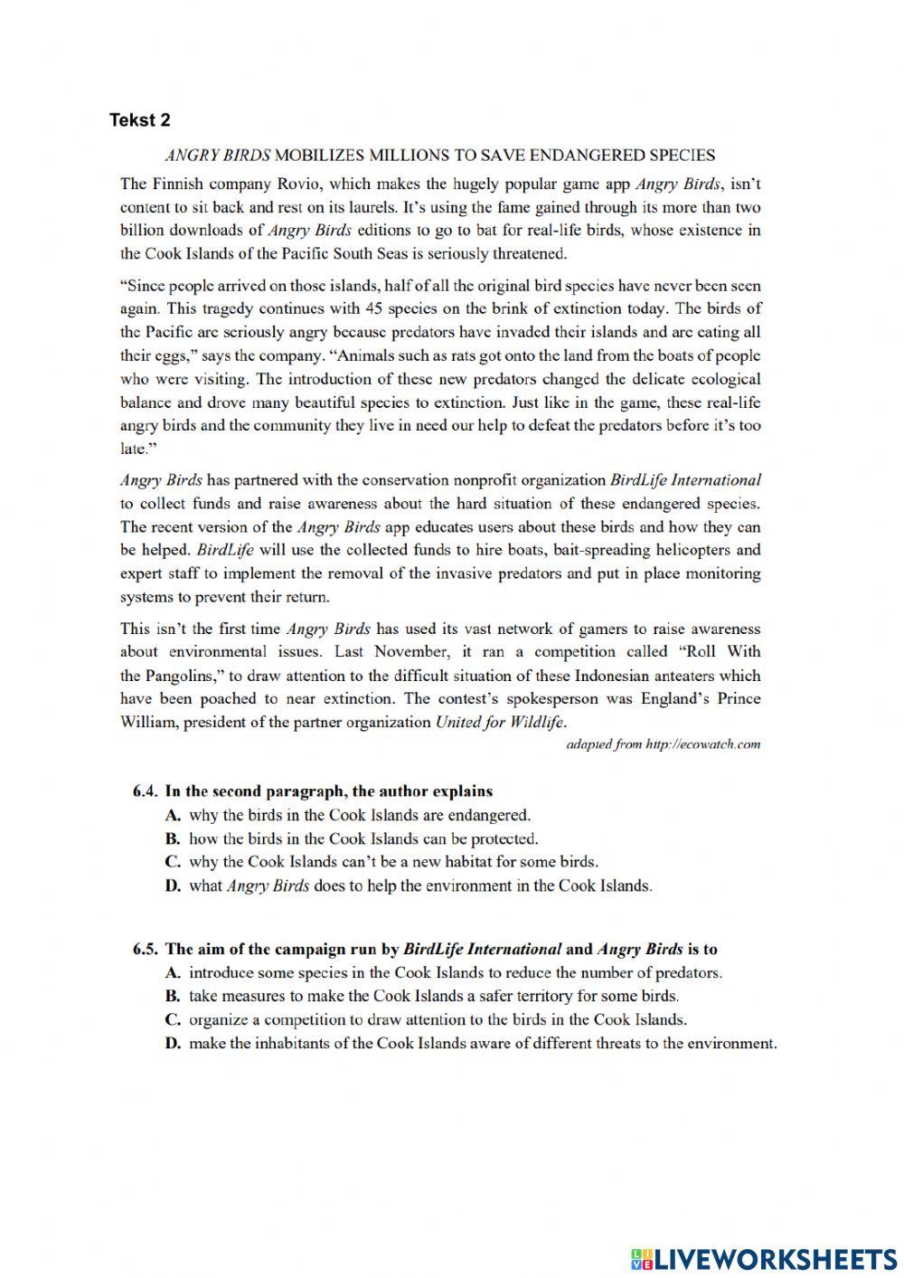 Matura training - reading