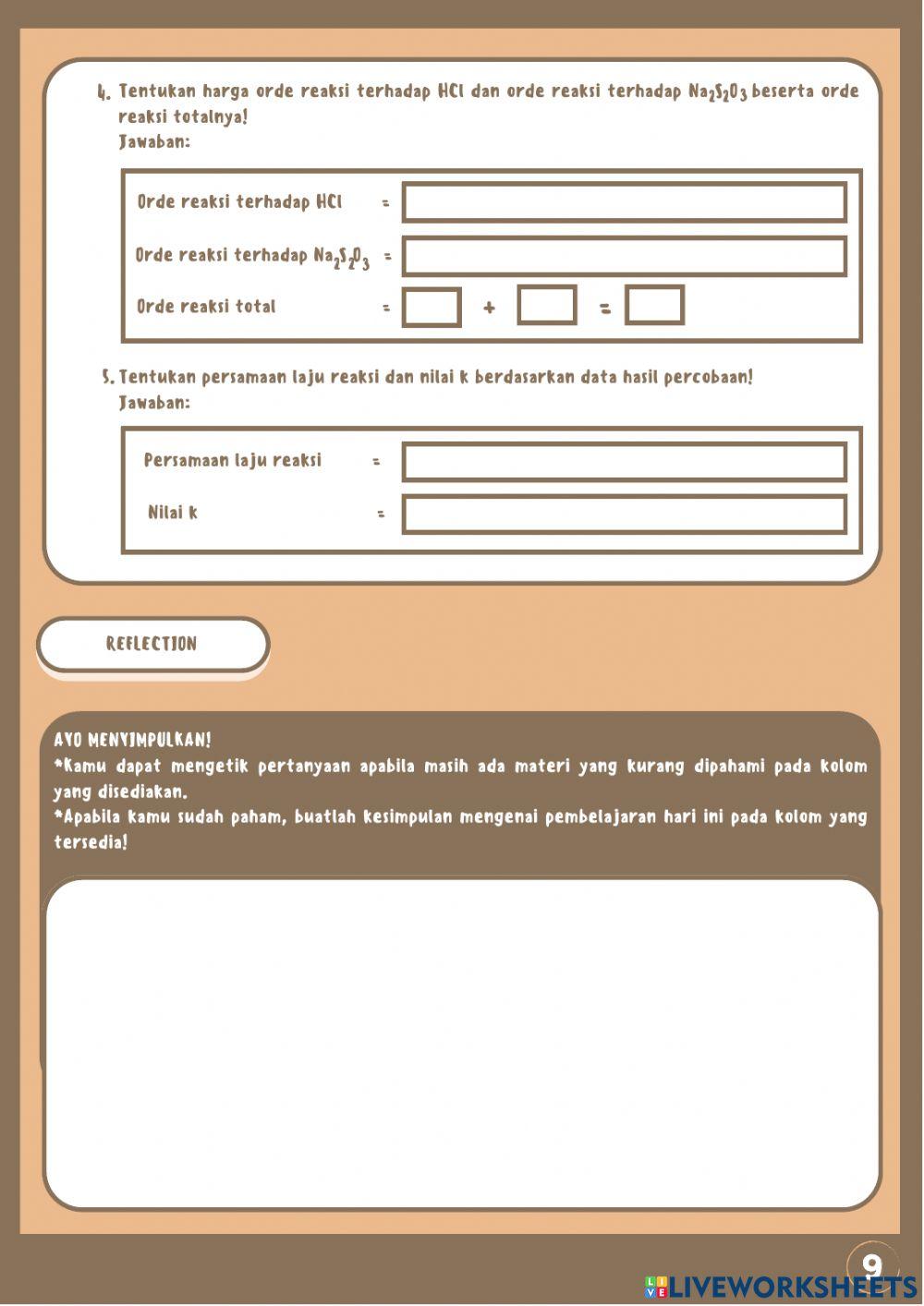 KC E-LKPD Laju Reaksi : Orde Reaksi dan Tetapan Laju Reaksi II