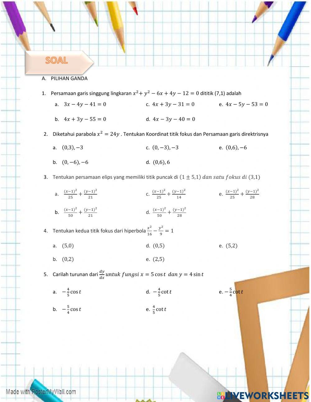 Lkpd irisan kerucut dan persamaan parametrik