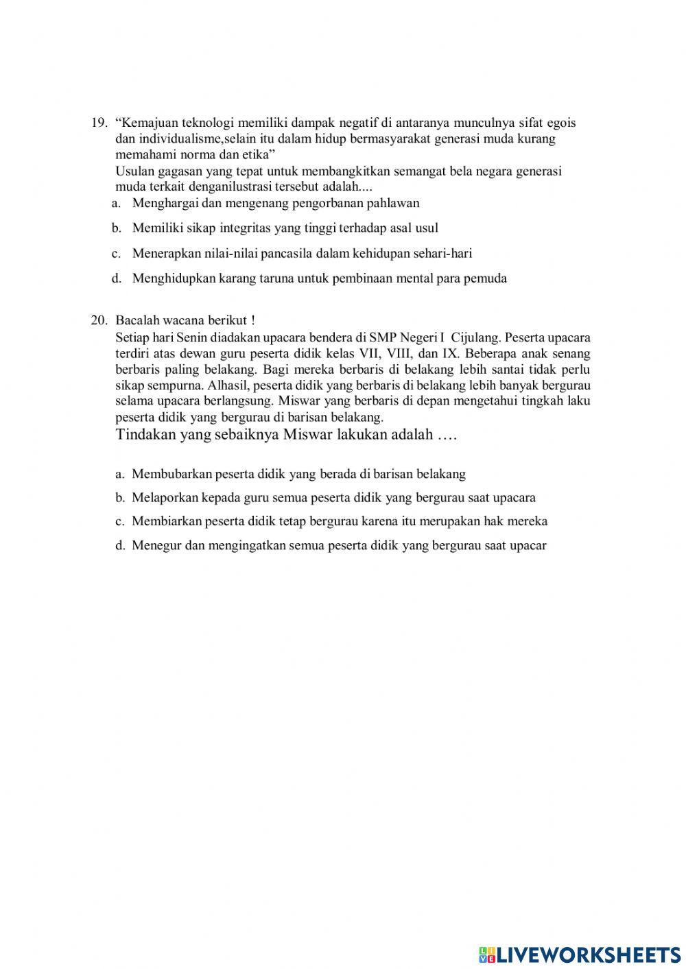 Latihan Soal PPKn Part 1