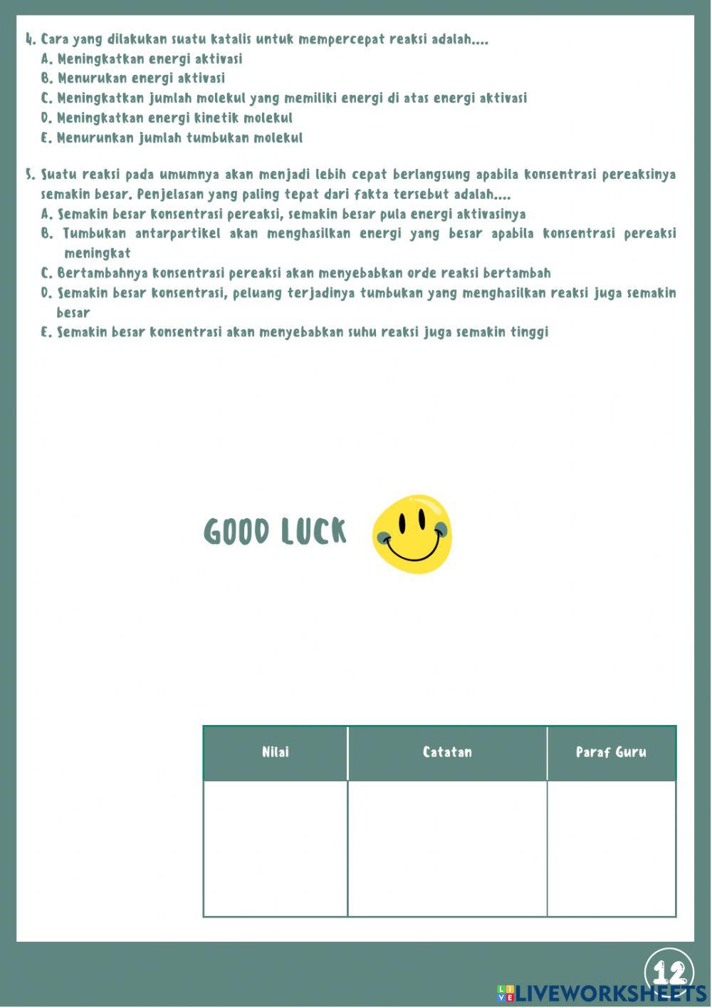 E-LKPD Laju Reaksi : Konsep Laju Reaksi dan Teori Tumbukan II