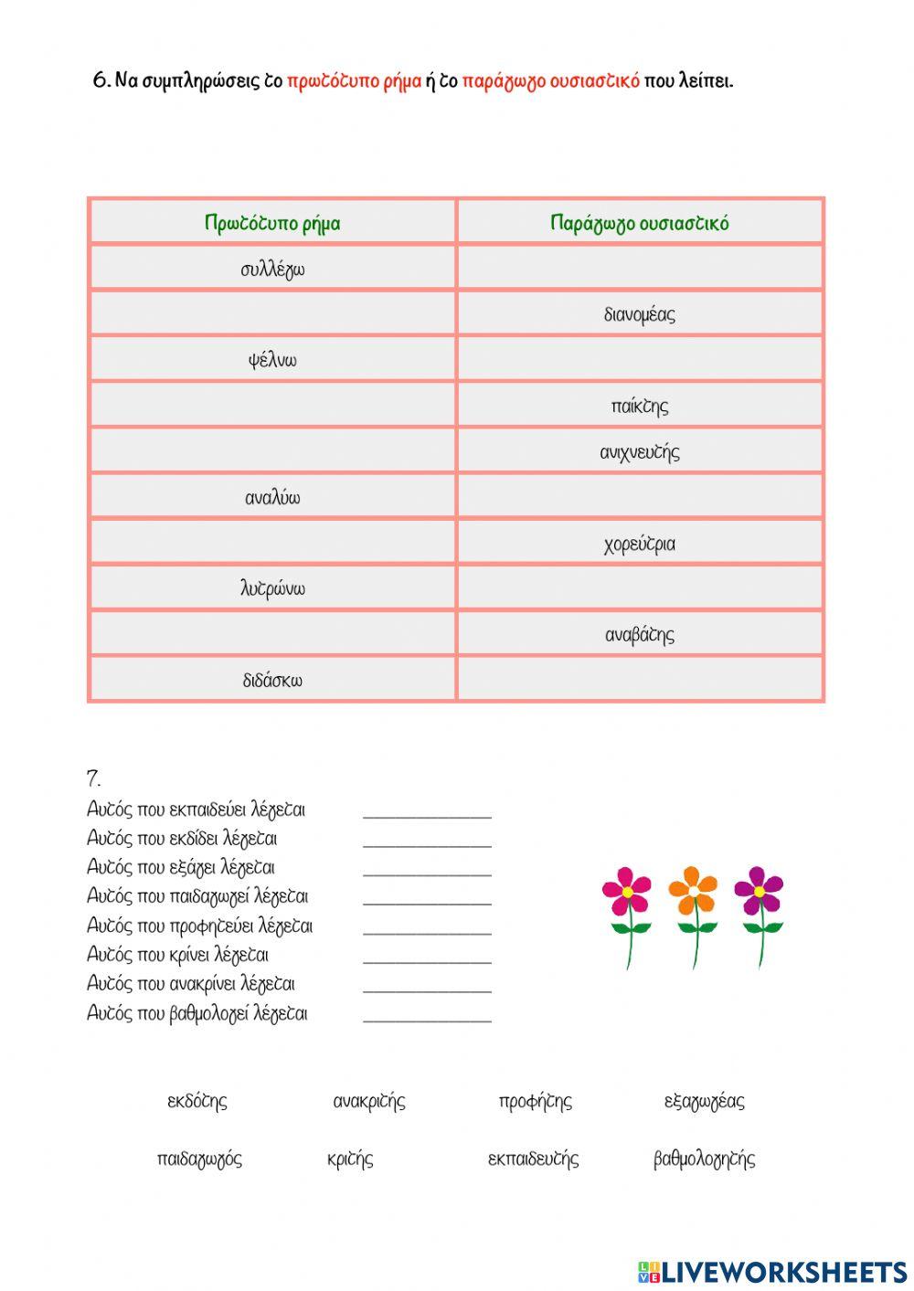 Παράγωγα ουσιαστικά