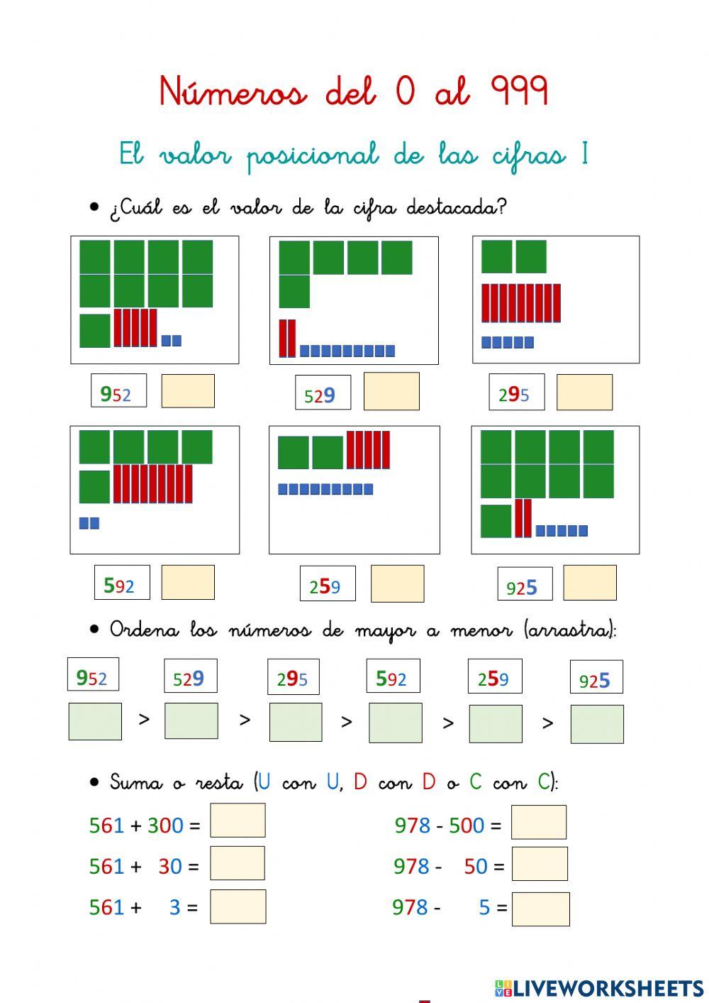 El valor posicional de las cifras I