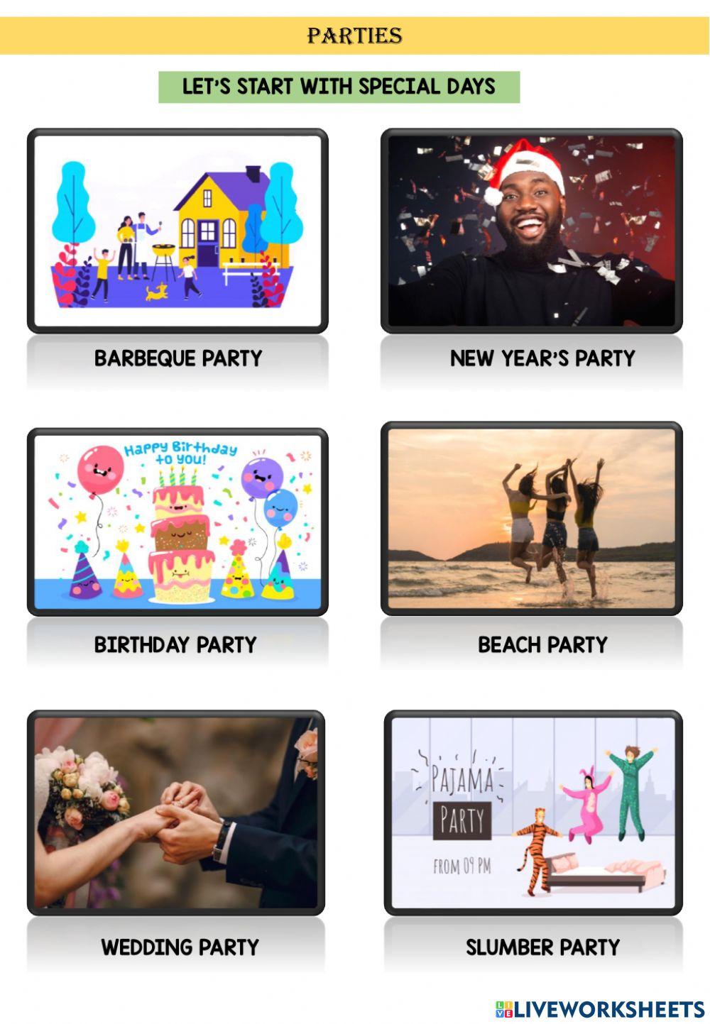 Party time vocabulary