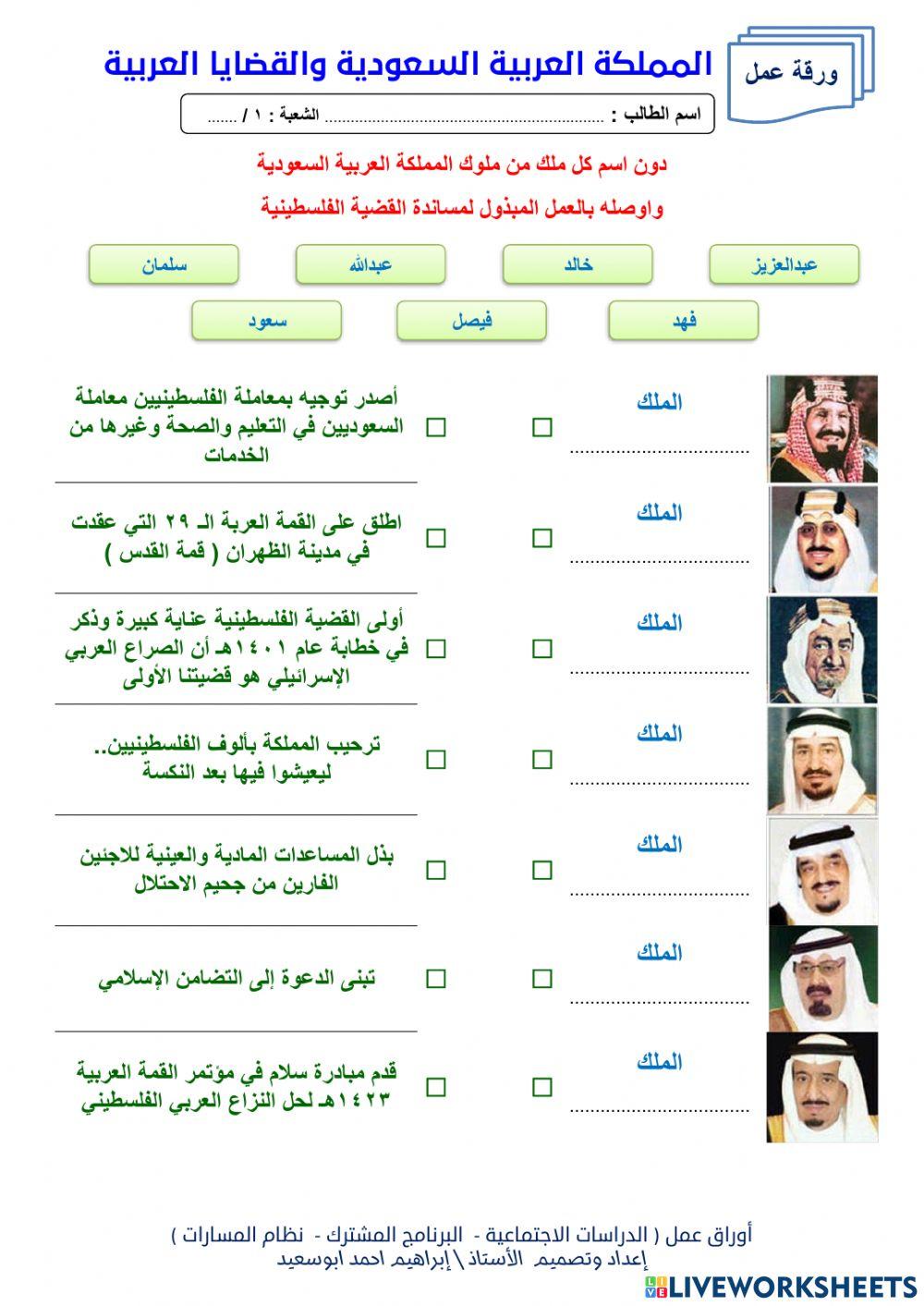 المملكة والقضايا العربية - اعمال الملوك