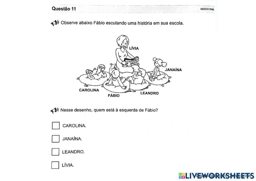 Prova avaliar de matemática 2 ano
