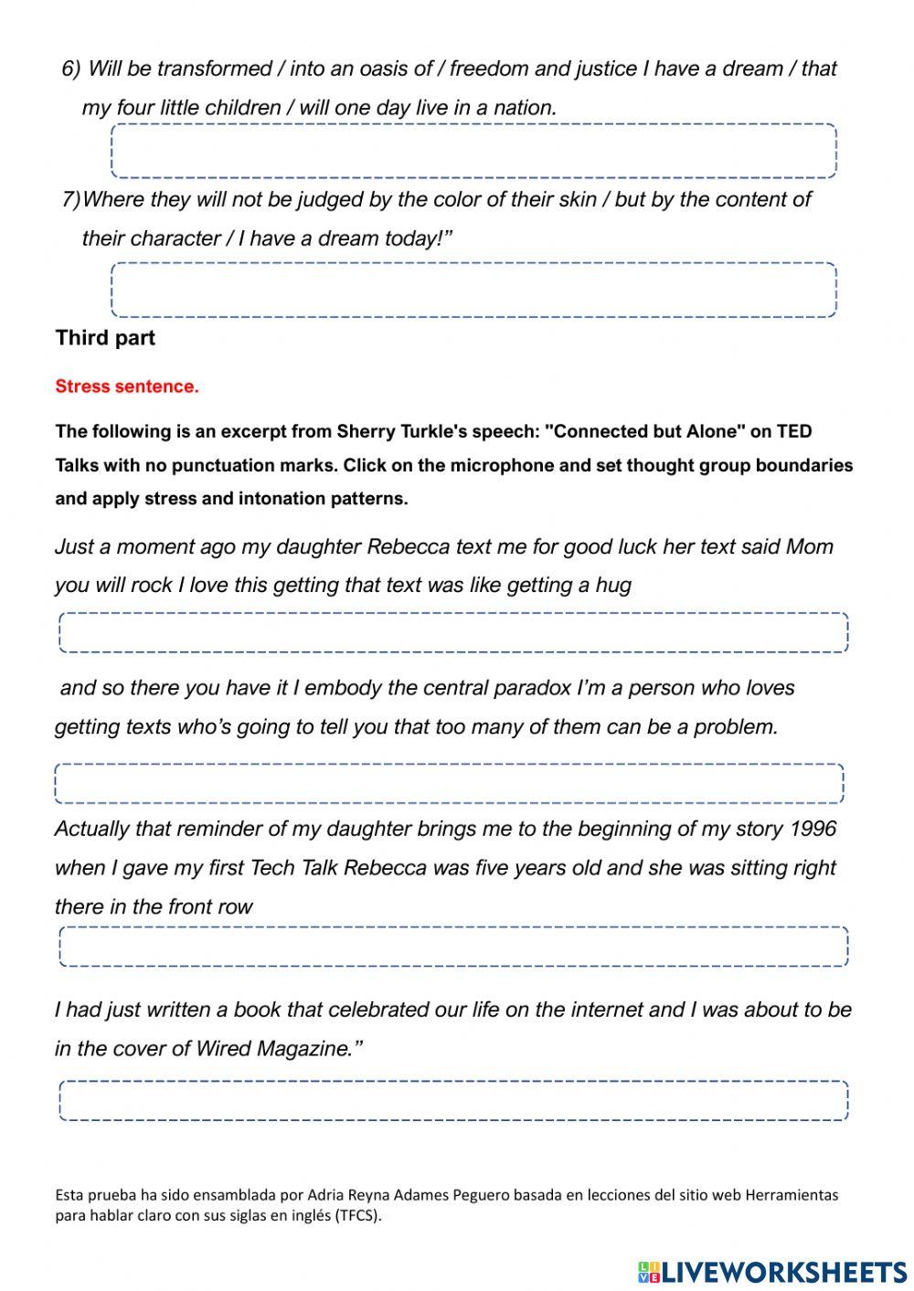 Final Test for intervention