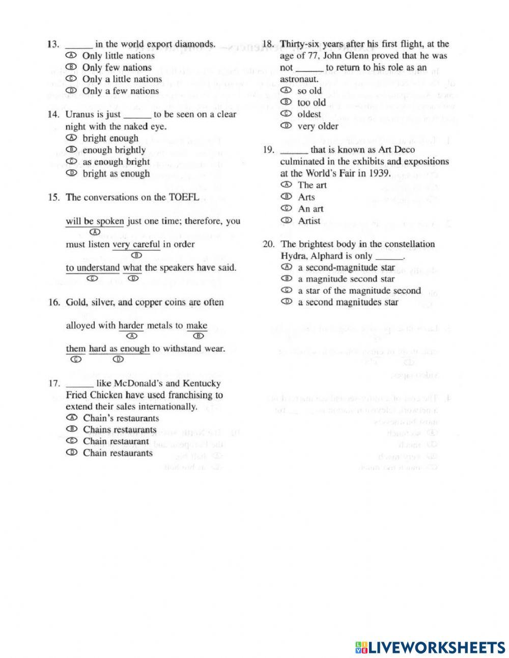 Toefl grammar practice 10