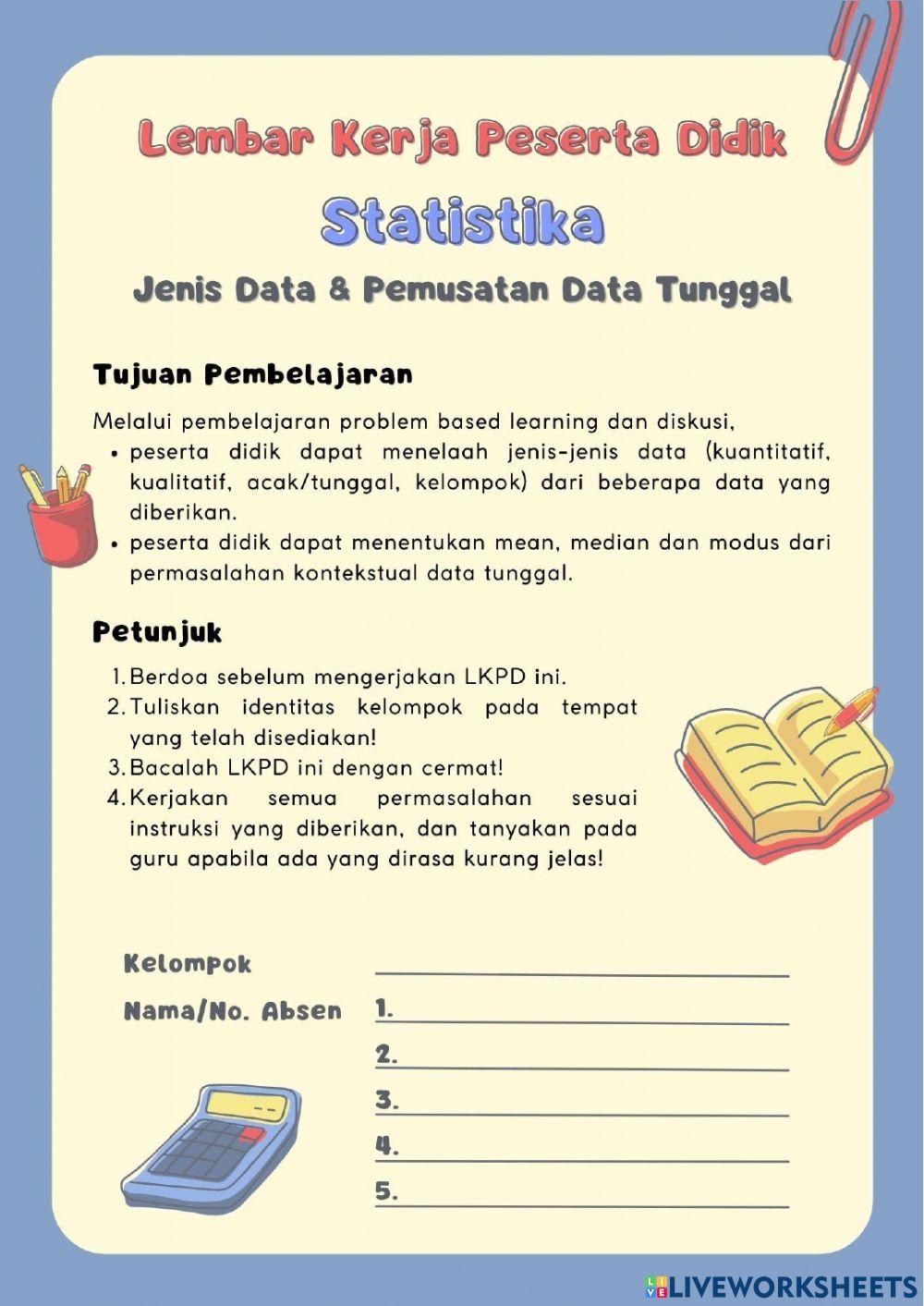 LKPD Jenis Data & Pemusatan Data Tunggal