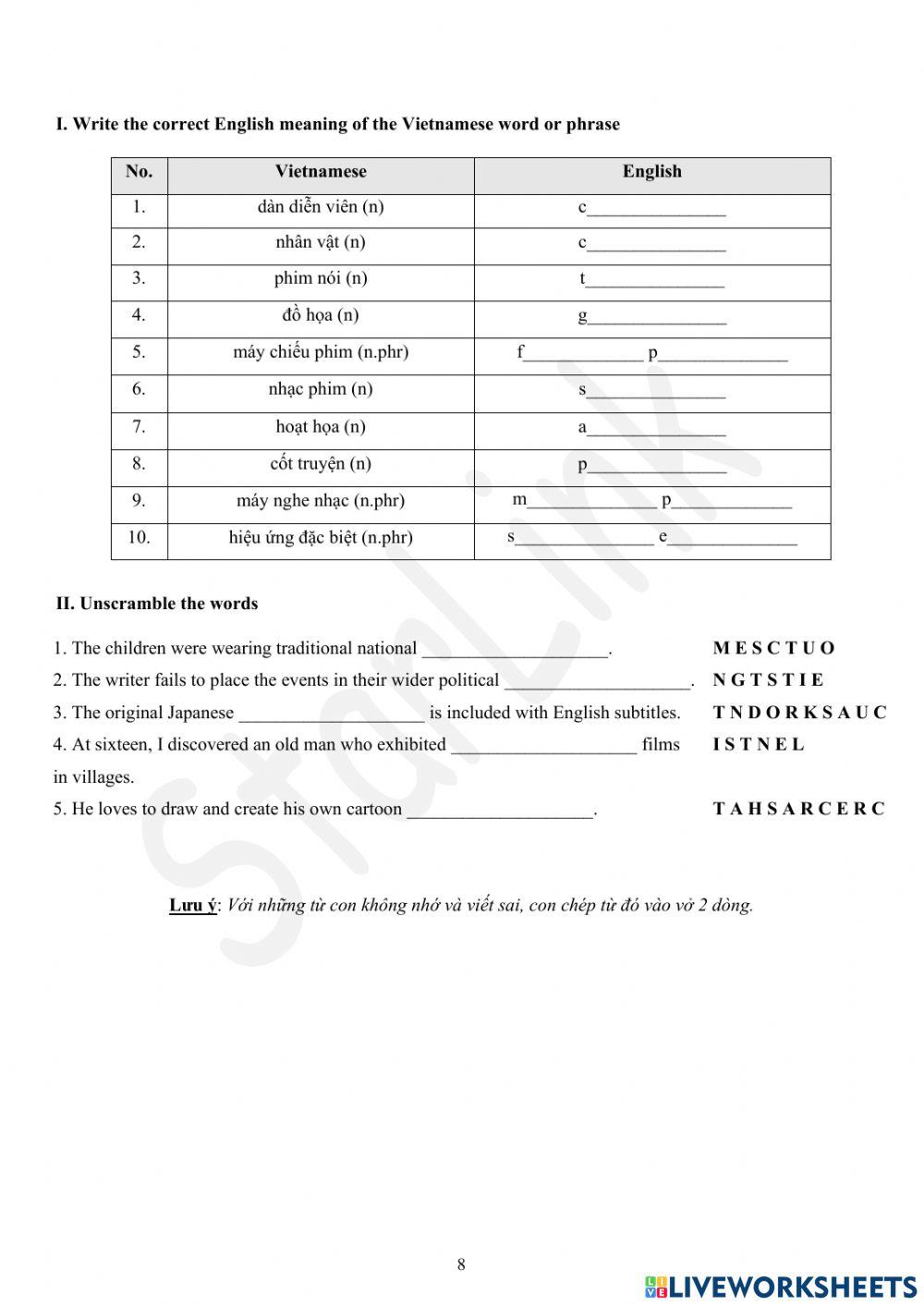 Foreign Teacher-S6-WEEK 30-U8-VOCAB 2